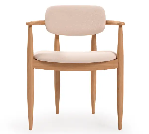 Sillón tapizado crema fresno natural Lys