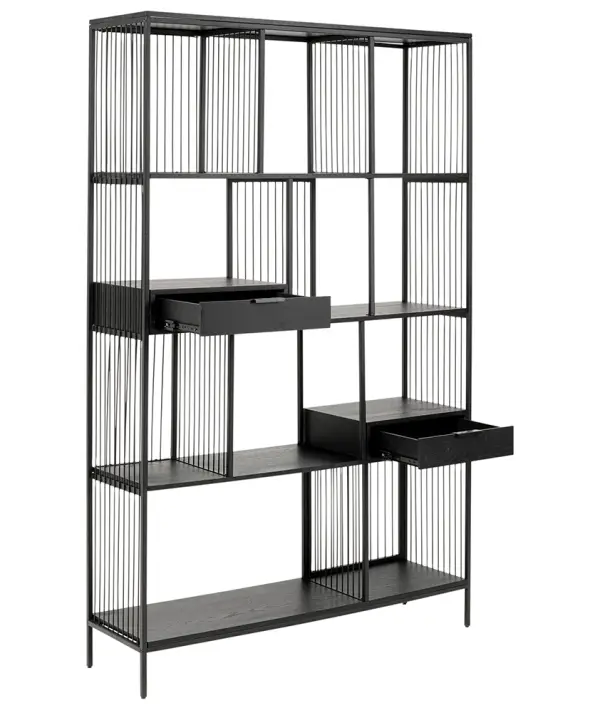 Librería madera y metal negro Bologna