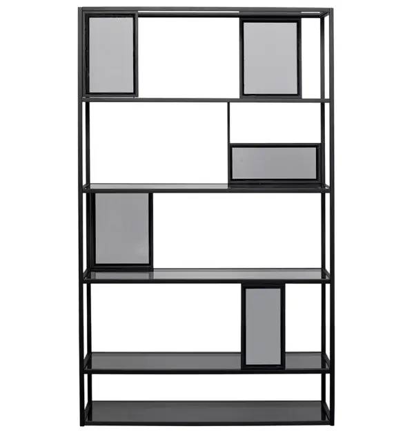 Librería metal negro y cristal Skyler