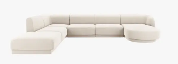 Sofá de cinco plazas doble chaise longue terciopelo miley