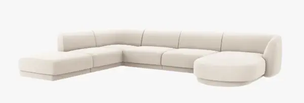 Sofá de cinco plazas doble chaise longue terciopelo miley