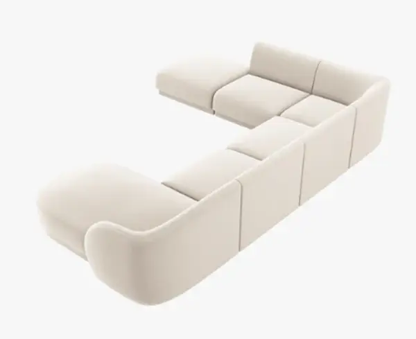 Sofá de cinco plazas doble chaise longue terciopelo miley