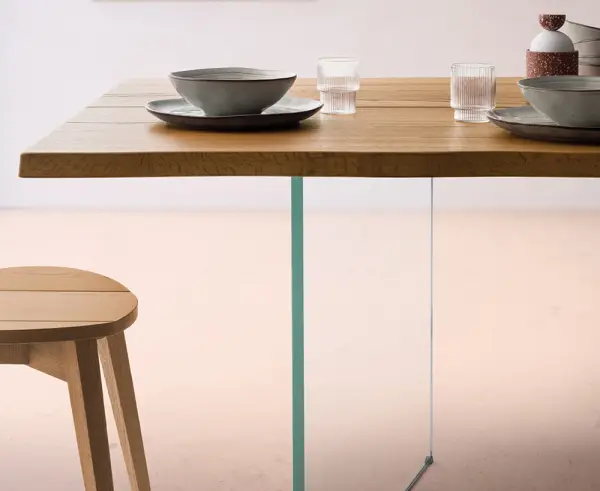 Mesa de comedor cristal y madera Wilka Devina Nais