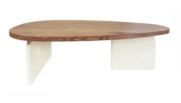 Mesa de centro fresno natural y lacado blanco Makalani