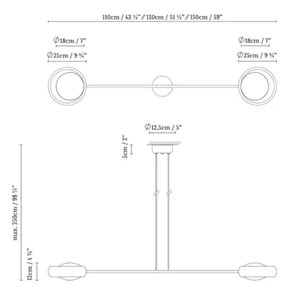 Lámpara de techo dos aros Ring