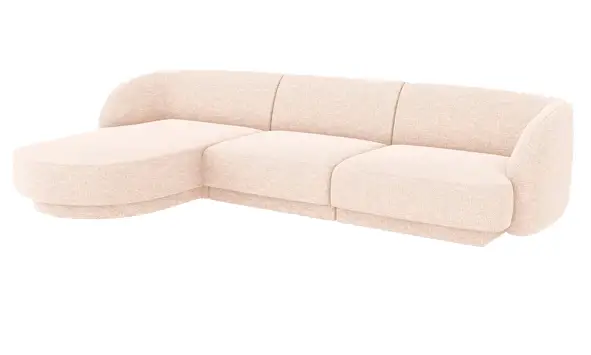 Sofá con chaise longue chenilla beige claro Miley