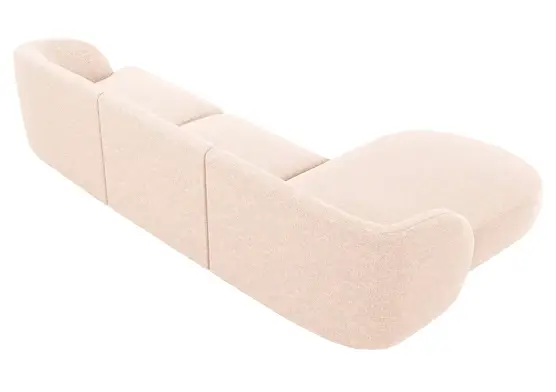 Sofá con chaise longue chenilla beige claro Miley