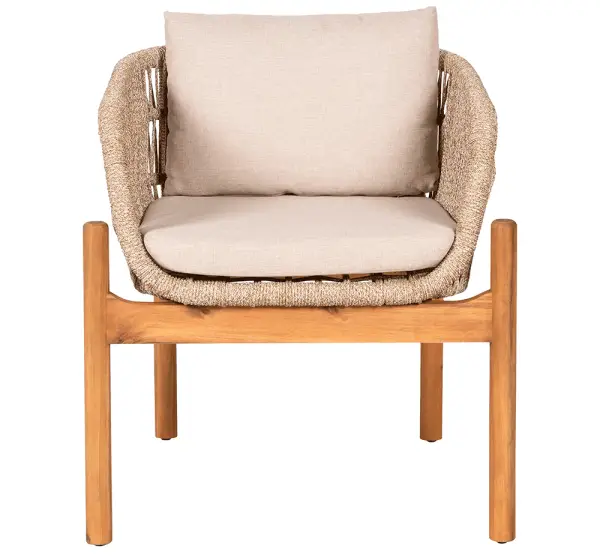 Sillón de jardín beige acacia maciza Terracina