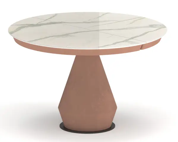 Mesa de comedor redonda extensible y cristal efecto mármol Lycos
