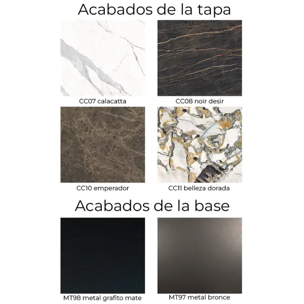Mesa de comedor redonda cerámica y metal Lycos