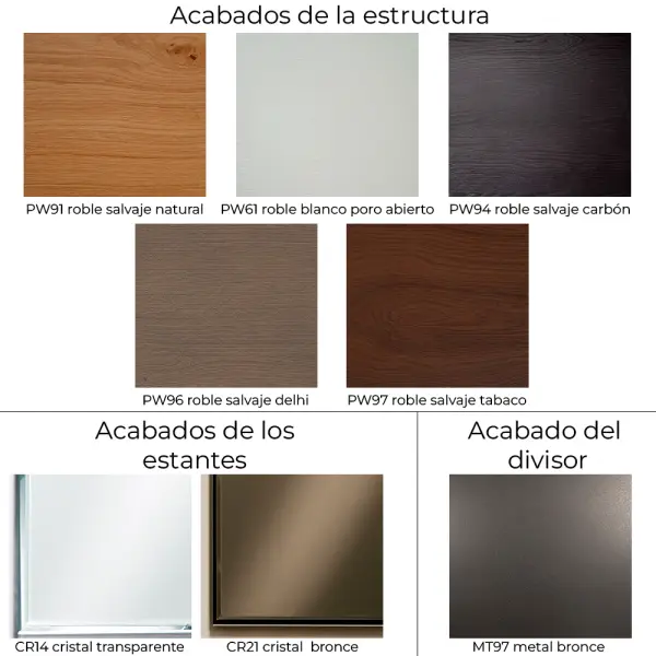 Librería ancha madera y cristal Panto