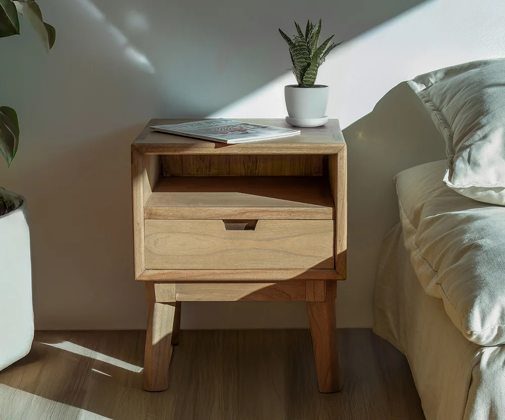 Mesita de noche 1 cajón natural Scandi