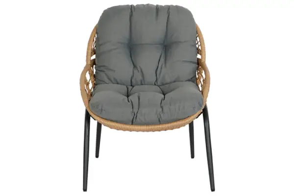 Sillón set 3 ratan sintetico metal