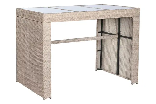 Mesa set 7 ratan sintetico acero
