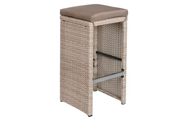 Mesa set 7 ratan sintetico acero