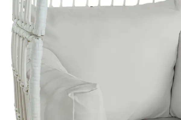 Sillón ratan sintético acero con cojines blanco