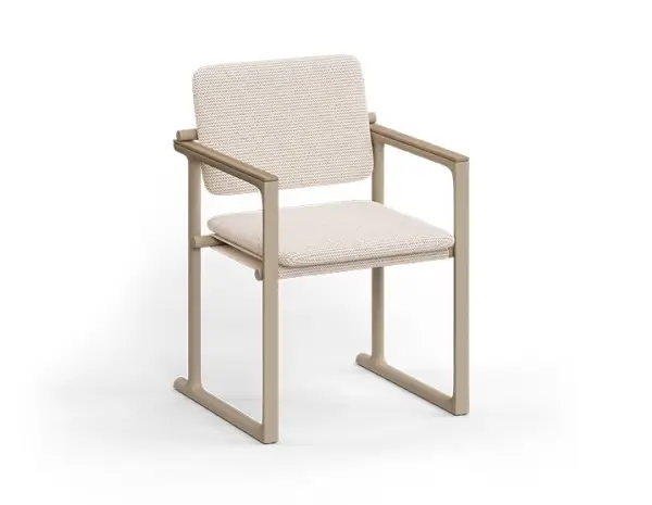 Sillón tapizado aluminio y madera de teca Tulum