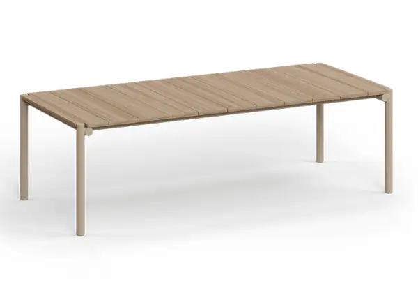 Mesa de comedor de jardín aluminio y madera de teca Tulum