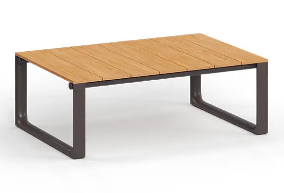 Mesa de centro de jardín aluminio y madera de teca Tulum