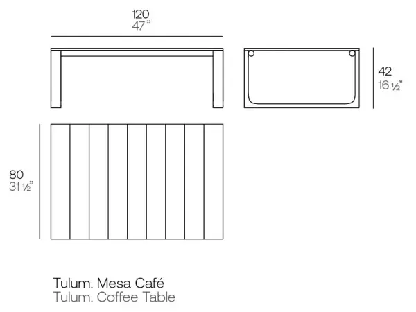 Mesa de centro de jardín aluminio y madera de teca Tulum