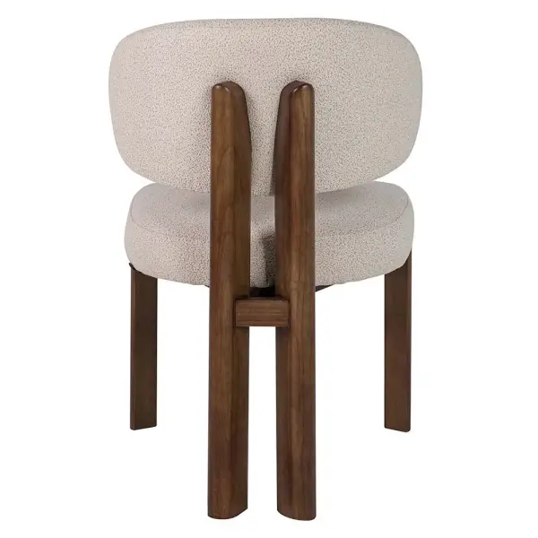 Silla de comedor de roble color nogal tapizada beige