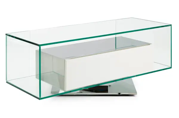 Mesa de televisión giratorio acero y cristal Fox