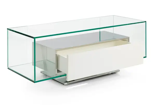 Mesa de televisión giratorio acero y cristal Fox