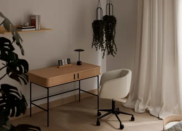 Escritorio moderno negro roble Cornell