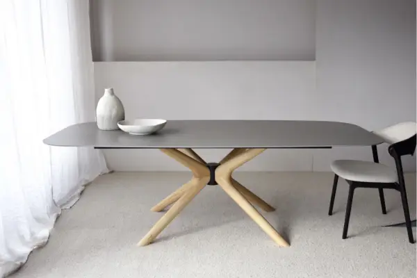 Mesa de comedor piedra cerámico gris fresno