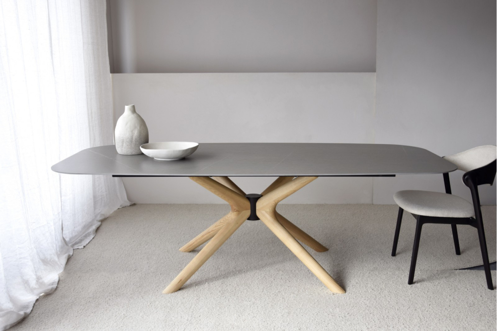 Mesa de comedor piedra cerámico gris fresno