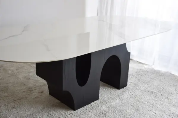 Mesa comedor petra blanco y negro