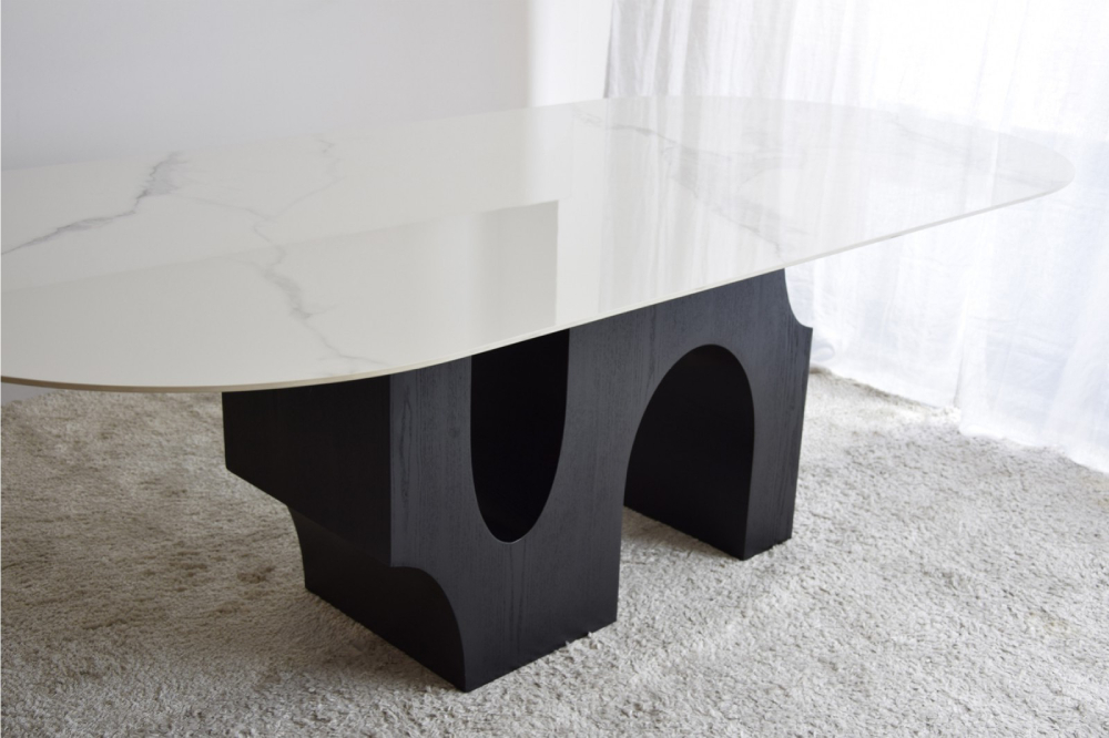 Mesa comedor petra blanco y negro
