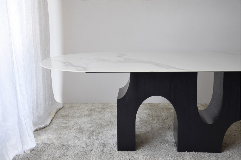Mesa comedor petra blanco y negro