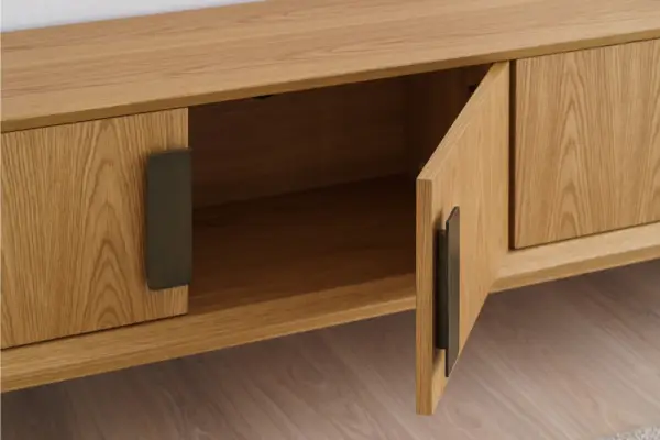 Mueble TV roble y latón envejecido