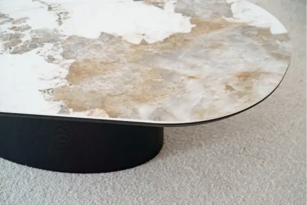 Mesa de centro natural cerámico madera de fresno negro