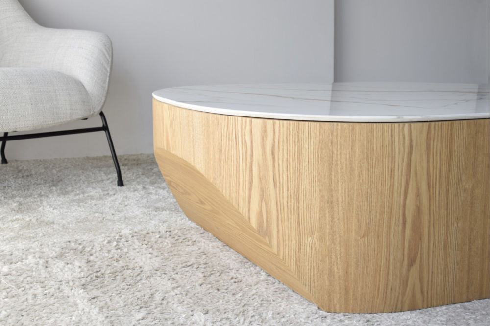 Mesa de centro natural blanco Nora