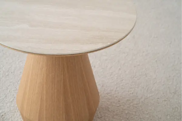 Mesa auxiliar madera de fresno natural y cerámico