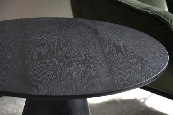 Mesa auxiliar redonda madera de fresno negro mate