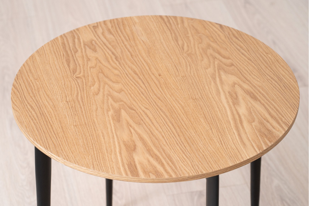 Mesa auxiliar redonda madera de fresno natural