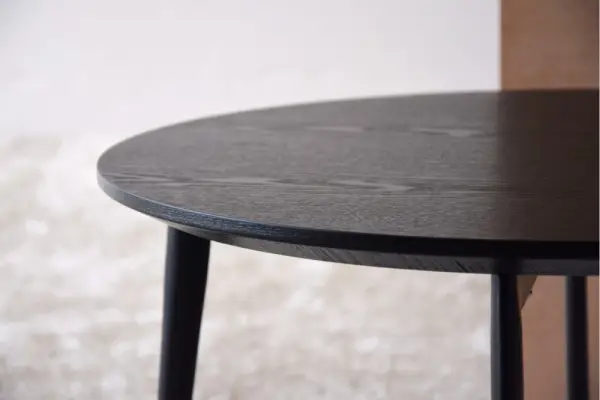 Mesa auxiliar redonda madera de fresno metal negro mate