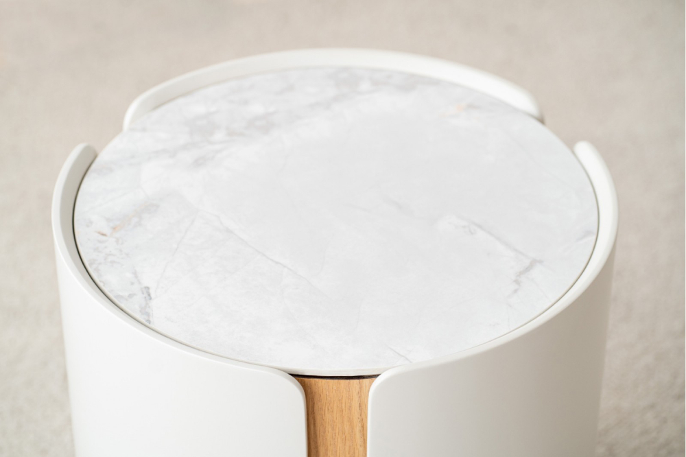 Mesa auxiliar gris cerámico blanco