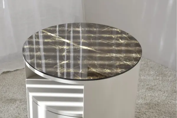 Mesa auxiliar de mármol cerámico gris