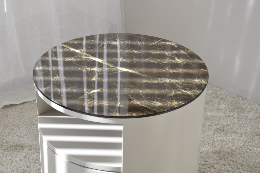 Mesa auxiliar de mármol cerámico gris