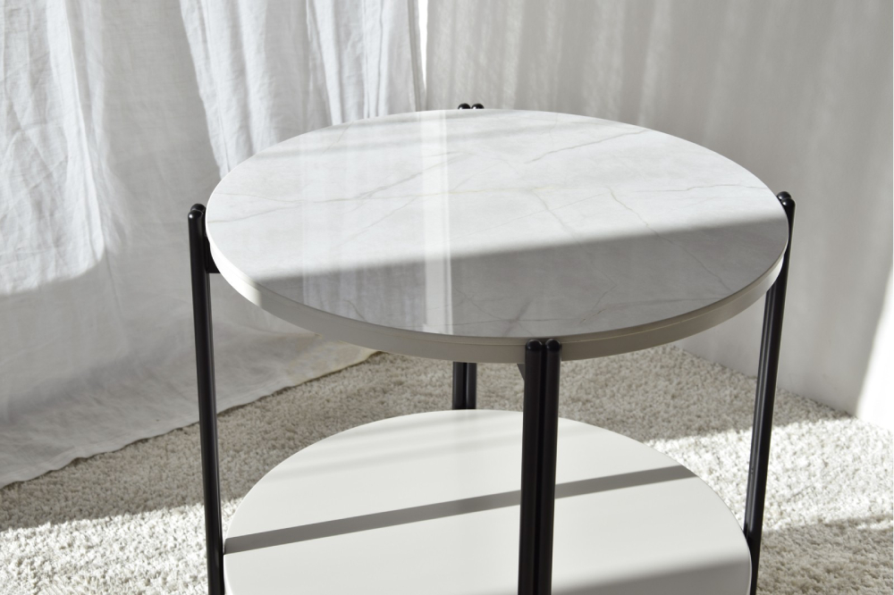 Mesa auxiliar mármol y cerámico