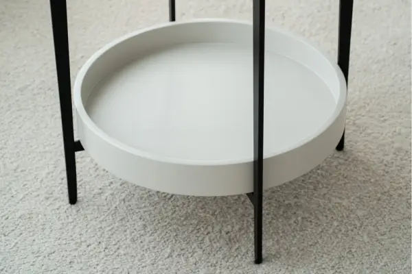 Mesa auxiliar metal negro y cerámico BL