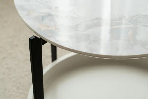 Mesa auxiliar metal negro y cerámico BL
