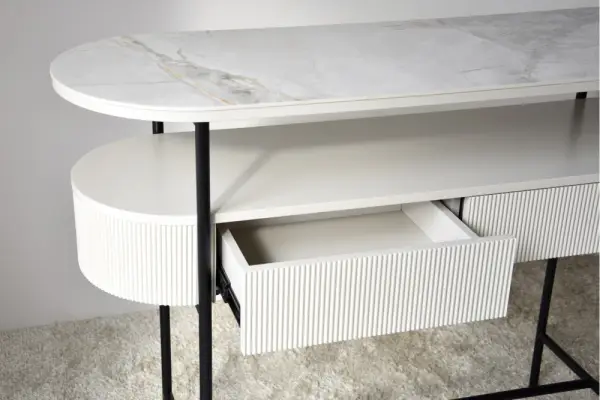 Consola de cerámico blanco y gris