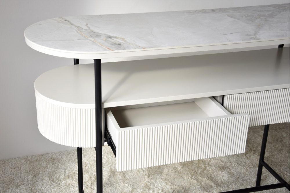 Consola de cerámico blanco y gris