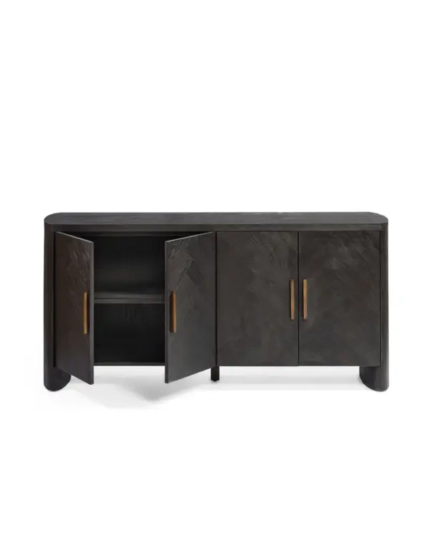 Aparador de madera de roble cuatro puertas con espiga