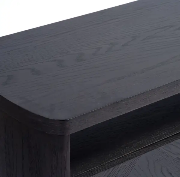 Aparador de TV de madera de roble negro con 4 puertas